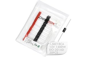 (Confezione da 20 pezzi) Chanzon Diodi TVS 1.5KE18CA 1500W 18V DO-201AD (DO-27) Canale bidirezionale 1500 Watt 18 Volt