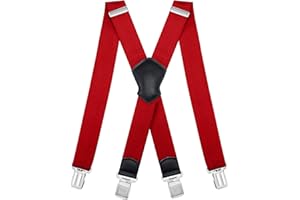 Dresime Bretelles Homme Larges Réglable Élastique Extra Fort 4 Robuste Clips, pour Hommes et femmes avec en forme X Design et Sangles Extra Larges -4cm