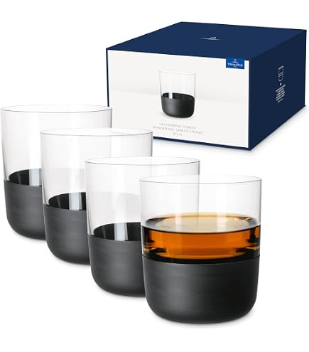 Produktbild von Villeroy & Boch Manufacture Rock Bar-Gläser Set, 12-teilig – Longdrink, Whisky & Shot Gläser In Schwarz/Transparent
