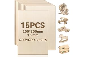 QUOTRE 15 Piezas Rectangulares de Madera de 200 X 300 X 1,5 mm, Placas de Madera de Balsa de 1,5 Mm para Sierra De Marcas, Manualidades, Pintura, Decoración