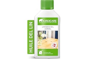 Nordicare huile de lin [250ml] huile de lin pour bois universel I protection du bois 100% biologique I huile de lin bio pour bois interieur et exterieur I huile bois, huile de lin cuite