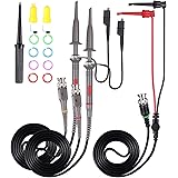 AUTOUTLET 2 Packs P6100 100MHz Oscilloscope Clip Probes with BNC to Minigrabber Test Lead Kit 10:1 and 1:1 Switchable Bandwid