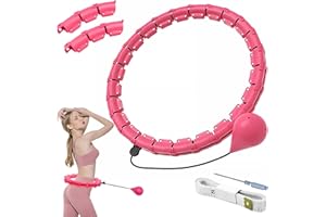 JOYSEEDI Smart Hula Hoop for Adult, with Measuring Tape and Weight Ball Hoola-Hoops 24Knots Detachable Size Adjustable, Auto-Spinning Ball 360° Spinning, for Adults and Kids Weight Loss, Fitness Massage