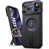 Vihibii iPhone 18 Pro MAX Case, Compatible with MagSafe, 2026, Black | Stand, Dual Slide Camera Cover, Men Women, Camera Cont