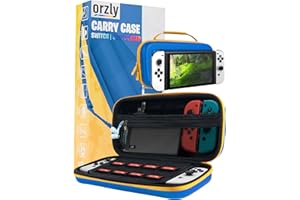 Orzly Housse de Transport pour Console Nintendo Switch OLED Blanche avec Compartiment de Rangement pour Accessoires et Jeux – Étui Facile à Nettoyer avec Coffret Cadeau Édition