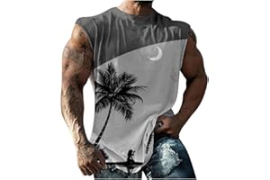 HAOLEI Gym Vests for Men UK Sale Clearance Running Muscle Tank Top Athletic Training Gym Shirts Workout Bodybuilding Vest Printed Cotton Tank Top Cut Off Sleeveless T Shirts