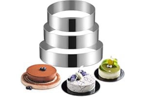 Domeilleur 3 pcs Cercle a Patisserie 20 23 26 cm, Cadre Pâtissier Rond INOX Argent, Moule Cercle à Gateau Cookie Cutter Cadre Moule Entremet Fondant Gelée Gâteau Mousse Argent Accessoire Patisserie