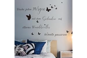 ‎WONDEVER wondever Wandtattoo Sprüche und Zitate Schwarz Wache jeden Morgen mit dem Gedanken auf etwas wondervolles Wandaufkleber Inspirierende Wandsticker Wanddeko für Schlafzimmer Wohnzimmer