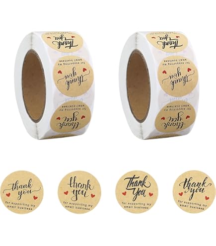 Adesivi Rotondi 'Grazie' - 4 Rotoli Da 500 Pezzi Per Regali, Buste E Pacchetti, Design Elegante