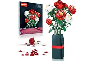 OKKIDY Blumen Bausteine, Blumenstrauß Bausteine Sets Botanik Kollektion Bauspielzeugsets, Künstliche Blumen für Haus, Kreatives Valentinstag Mutter Frauen Mädchen Kinder 6+
