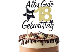BETESSIN Torten Deko 18 Geburtstag Alles Gute zum Geburtstag 18 Jahre Happy 18th Birthday Cake Topper Kuchen Topper Kuchendeko 18 Geburstagstorte Deko Gold Schwarz Frauen Männer