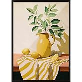 Zestia Siyah &Ccedil;er&ccedil;eveli Tablo, Sarı Limonlu Nat&uuml;rmort Tablo, Mutfak Dekoru Poster No: 113318 21 x 30