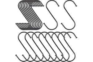 MgcTolBox Ganci a S Piccoli, Gancio multifunzionale in metallo per Cucina Bagno Giardino Ufficio, Nero Piccolo-70mm, 20 Pezzi