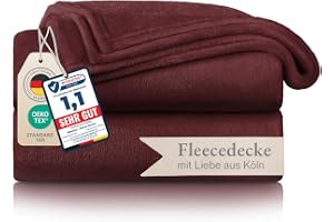 Blumtal fleecefilt 150 x 200 – mörkröd pläd med Oeko-TEX®-certifierad, pläd för soffa, kokong pläd – tjock fleecefilt, fluffig, mjuk och varm – hög kvalitet