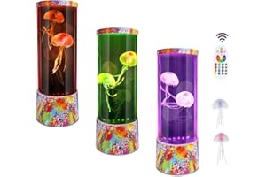 AONESY Jellyfish Lamp Aquarium Sensory Lights with 17 Colour Changing Lamp & 4 Colour Modes Realistic Jellyfish Tank Mood Magic Lights, USB Table Lamps for Living Room Bedroom Office Decor