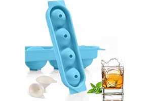 QUIRLIG Cubiteras para Hielo, 2 Piezas 4 Redondo Silicona Cubitera Moldes con Tapa, 4.5cm Grande Cubitera Silicona Ice Cube Tray para Cerveza Cócteles Whisky Vino Frutas Puré de Frutas - Azul