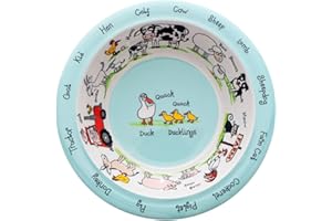 Tyrrell Katz Kids Farm Printed Bowl in Blue Melamine - Dishwasher Safe Children's Dish Outdoor Dining Tableware Everyday Plate - 16.5 cm
