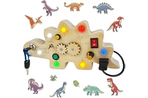 Goffii Montessori - Juguete para niños, juguete de dinosaurio a partir de 1, 2, 3, 4 años, juguete sensorial de madera, interruptor de luz, juguete educativo, juguete de motricidad para niños pequeños