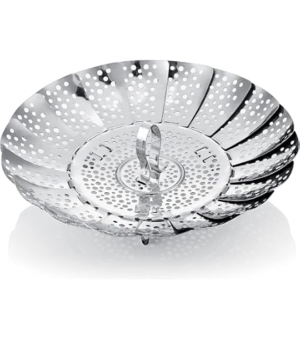 Cestello Vaporiera In Acciaio Inox 304 Con Manici – Diametro 24 Cm, Griglia Porosa Per Pesce, Riso E Verdure, Adatto A Pentole E Cottura A Vapore Domestica
