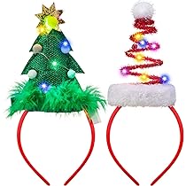 4 Piezas Diademas LED Navidad - Con Luces, Diseño Duende Y Árbol, Para Fiestas, Adultos Y Niños, 3 Modos De Luz