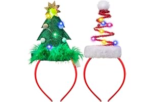 JOYIN 2 Pcs Light-UpHeadbands with LED, Christmas Headbands for Christmas Supplies and Holiday Parties Favors (ONE SIZE FITS ALL) (hat2)