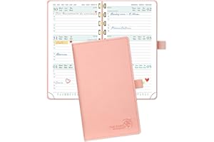 POPRUN Agenda de Poche 2025 16,5 x 9 cm D'août 2024 à déc 2025 - Petit Planner Semainier Scolaire 17 Mois avec Couverture Souple Spirale, Fente Pour Carte, Papier Certifié FSC®80 g/m² - Rose