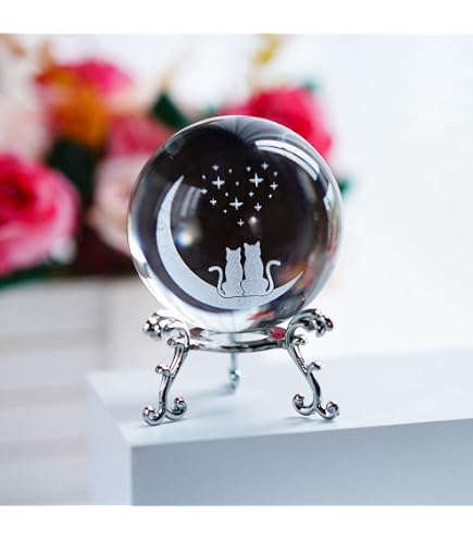 HDCRYSTALGIFTS Presse-Papier Boule De Cristal 60mm Girafes - Gravure Laser 3D Avec Support