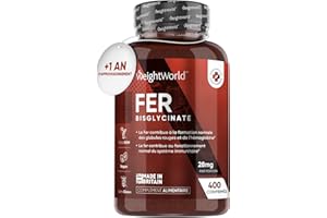 Fer Bisglycinate 14mg - 400 Comprimés Vegan (+1 an) - Fer Complément Alimentaire Haute Absorption - Pour la Fatigue & le Système Immunitaire - Ingrédients d'Origine Naturelle - Testé en Laboratoire