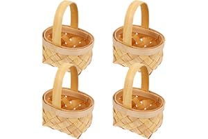 Amosfun Set di 4 cestini per la spesa in rattan intrecciato a mano, versatili, per l'uso quotidiano, per banchetti e feste, cestino per presentazioni vuoto, ideali per la conservazione e la