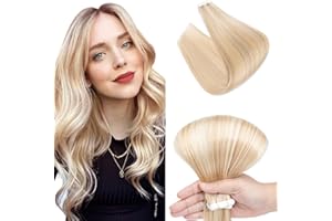 Elailite Tape Hair Extensions Real Human Hair 10 Pcs - Seamless Skin Weft Remy Natural Hair Extension Straight - #18/613 Ash Blonde Mix Bleach Blonde - 20 Inch (25 g)