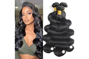 REBASAR Tissage bresilien en lot cheveux humain Ondulé (10 12 14 pouces) meches brésilienne Body wave Tissage cheveux naturels brésilien Ondulé Cheveux humain naturelles (Total 300g)