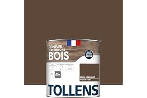 Tollens - Peinture extérieure bois 2 en 1 - Ultra Résistante - Finition Satin - Laque Riche en Résine - Pour Toute Boiserie Extérieure - Sans Sous-Couche - Satin - Brun Normand - 2L = 32m2
