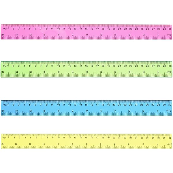 3 Righelli In Plastica Trasparente Da 30 Cm - Con Pollici E Centimetri, Infrangibili, Per Scuola, Ufficio, Disegno - Foto 12