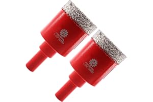 FOCSTOL Brocas Diamante Porcelanico - 2 piezas 32mm Broca Corona Diamante con Vástago Triangular para Gres Porcelanico Cerámica Granito Mármol Cuarzo