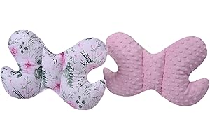 MEDI PARTNERS Medi Partner Oreiller pour bébé Papillon 100% coton en peluche Minky pour enfant soutien du cou pour voiture poussette voyage sommeil oreiller cervical rouleau de répétition
