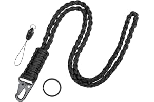 Uniclife Cordón Trenzado para Tarjetas de identificación Portallaves de Paracord Mosquetón Lanyard Cinta cuello llaves Hombres Cuelga llaves cuello Correa Paracord Llaves Portallaves (Negro)