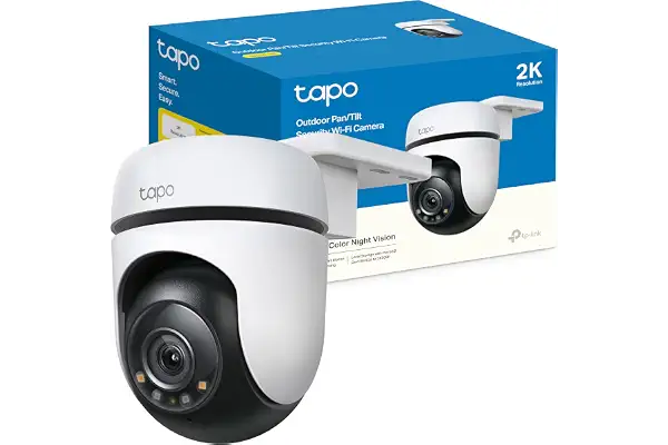Tapo C510W - Cámara de Vigilancia WiFi Exterior 360º, 2K 3MP, Detección IA | Detección Movimiento, Personas y Manipulación. Visión Nocturna a Color. Alarma Luz y Sonido. Admite MicroSD. App Tapo. IP65.