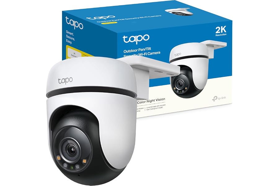 Tapo C510W - Cámara de vigilancia Wi-FI para Exteriores de 360º, visión Nocturna a Todo Color de 2k (3MP), detección de Perso