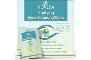 NOVEHA Lingettes antimicrobiennes pour paupières et cils | Pour les yeux secs, les styles et la blépharite, douces et naturelles, hypoallergéniques et apaisantes pour les yeux sensibles, lot de 60