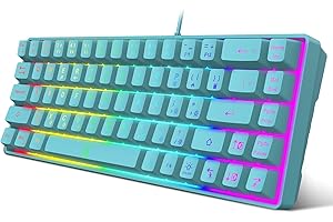 ‎SNPURDIRI Snpurdiri 60% Prozent Gaming-Tastatur, ergonomische kleine Mini, leise kompakte RGB-Tastatur mit Hintergrundbeleuchtung für Windows, PC, Laptop, Gaming (68 Tasten, blau)