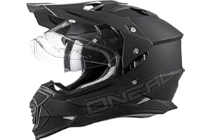 O'NEAL | Casque de Moto | Enduro Moto | Ouvertures de Ventilation pour Un Flux d'air et Un Refroidissement Maximum, Coque ABS, Pare-Soleil intégré | Casque Sierra II Flat | Adulte | Noir | Taille M