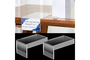 Feifeiya 12 Pcs Acrylic Library Moveable Shelf Label Holders Bulk Talker 5" x 3" Clear Shelf Display Markers Retail Label Tags for Office Home Classroom Office Book Shelve