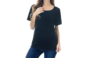 Smallshow Tops de enfermería Camisas de Manga Corta de Maternidad para Mujeres Ropa de Lactancia Materna