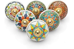 Craft Trade Pomelli per cassettiere e armadietti - Maniglione decorativo in ceramica colorata per accessori per mobili per armadietti da cucina - Confezione da 6