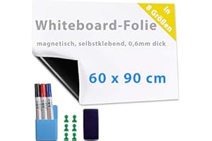 Dynamic-Wave 90 x 60 cm - Film magnétique autocollant - Petit rouleau - Blanc - Film magnétique - Tapis magnétique solide - Effaçable - Avec accessoires