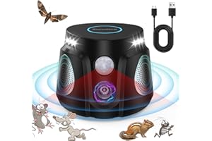 Tiptop Home Ahuyentador de Ratas, Ultrasonido contra Ratones 360° Ahuyentador de Topos con Luz LED Repelente Ultrasónico de Plagas Portátil Alarma de Sirena Roedores Cucaracha Repelente de Mosquitos