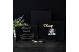 EPHOSHI Funeral Memory Book Elegant PU Leather Hardcover Funeral Guest Book Personalised Funeral Condolence Life Memorial Book with Memory Table Card Sign and Pen Create Lasting Memories for We Loved