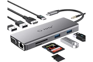 Hub USB C, hub di tipo C, adattatore TOTU 11 in 1 con Ethernet, 4K da USB C a HDMI, VGA, 2 USB3.0 2 USB2.0, lettore di schede Micro SD/TF, microfono/audio, USB-C Pd 3.0, compatibile per MacBook Pro