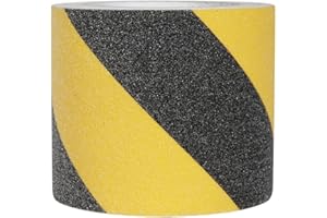 WELSTIK Ruban adhésif antidérapant 10 cm x 5 m pour améliorer la prise en main et en extérieur pour la sécurité au travail, la sécurité à la maison, noir et jaune