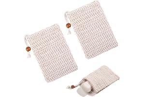YCICHE 2 Stück Seifensäckchen Bio,Natürliches Sisal Seifenbeutel,Seifensäckchen für Feste Seife,Aufschäumen Sisal Seifensäckchen,Seifensack zum Duschen,Kordelzug Massage Seifensack,für Feste Shampoo Seife